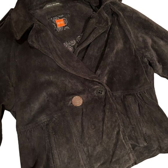 Hugo Boss Women’s Black Pigskin Leather Jacket Size 6 - Picture 4 of 12